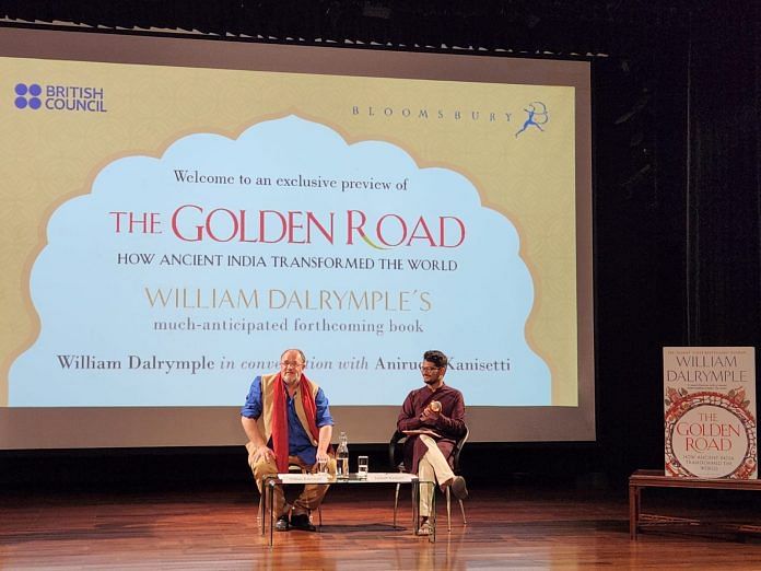 William Dalrymple in conversation with author and ThePrint columnist Anirudh Kanisetti | Photo: Rama Lakshmi, ThePrint