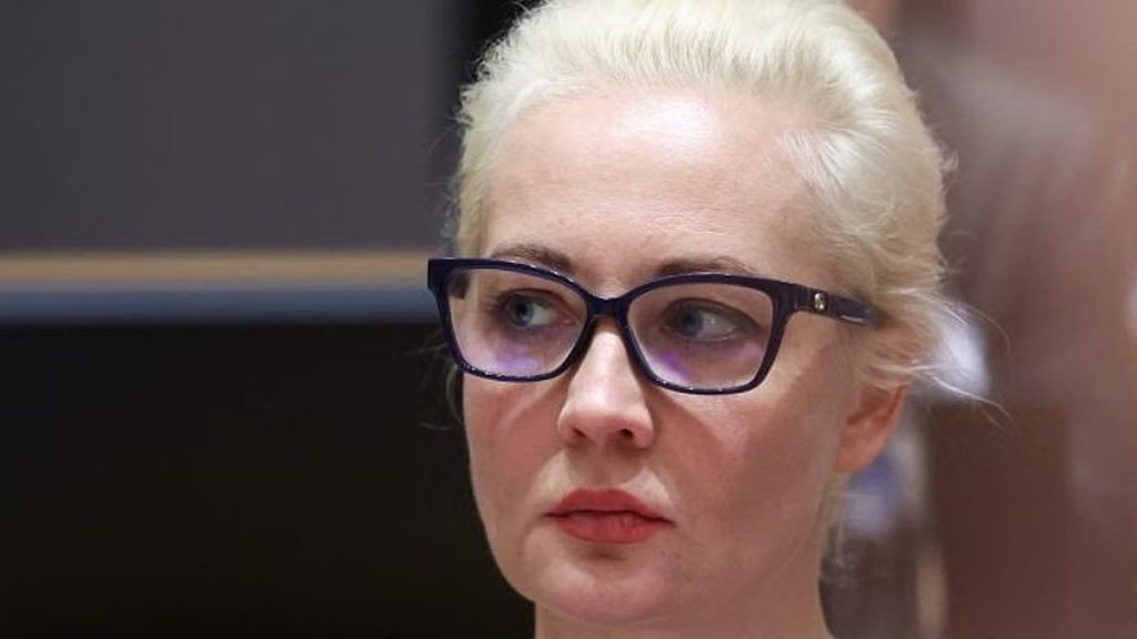 Yulia Navalnaya, the widow of Alexei Navalny, at a meeting of European Union foreign ministers in Brussels in February | Pool via Reuters