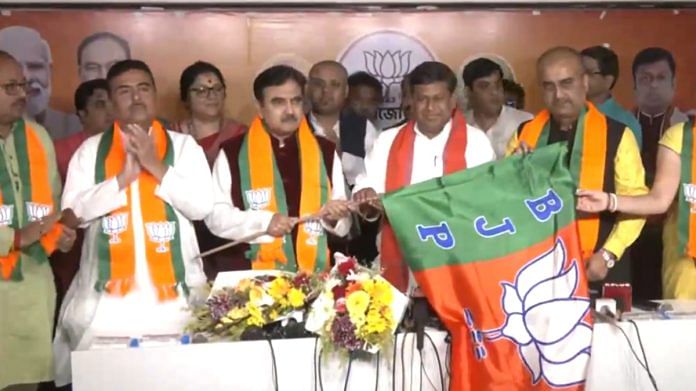 Screengrab from video of Former Calcutta High Court judge Justice Abhijit Gangopadhyay joining BJP | ANI