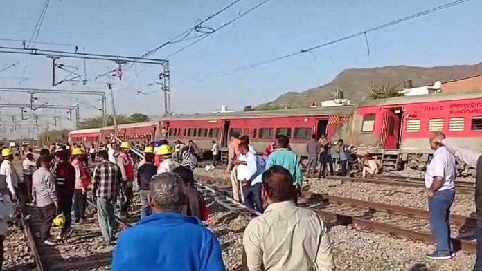 Restoration work underway after four coaches of the Sabarmati-Agra superfast train derailed, in Ajmer district, Monday, March 18, 2024 | PTI