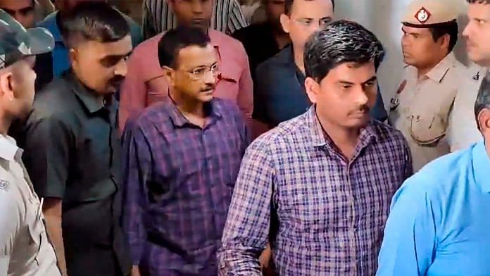 Delhi Chief Minister Arvind Kejriwal being produced before the Rouse Avenue Court, in New Delhi, Friday, March 22, 2024 | PTI