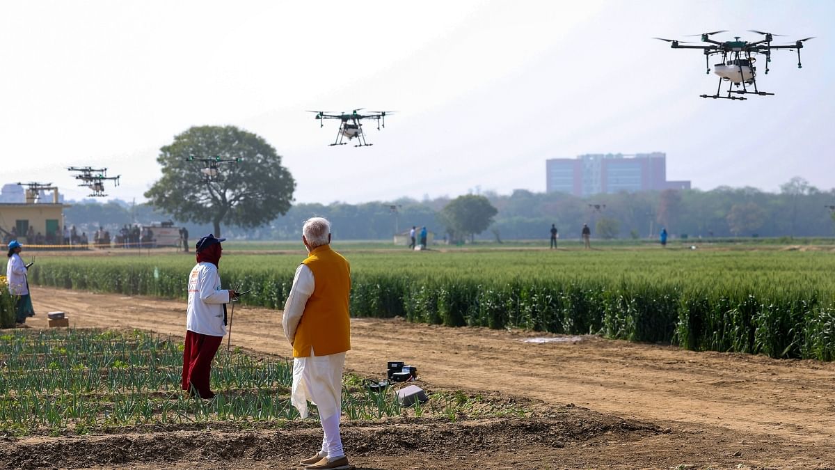 Pm Modi To Watch Drone Demonstrations By Namo Drone Didis From