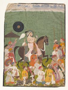 Maharana Jagat Singh II in Procession, Mewar, Rajasthan, India, c. 1745, Ink and opaque watercolour on paper, 39.2 x 29.2 cm, Image courtesy of The Metropolitan Museum of Art, New York