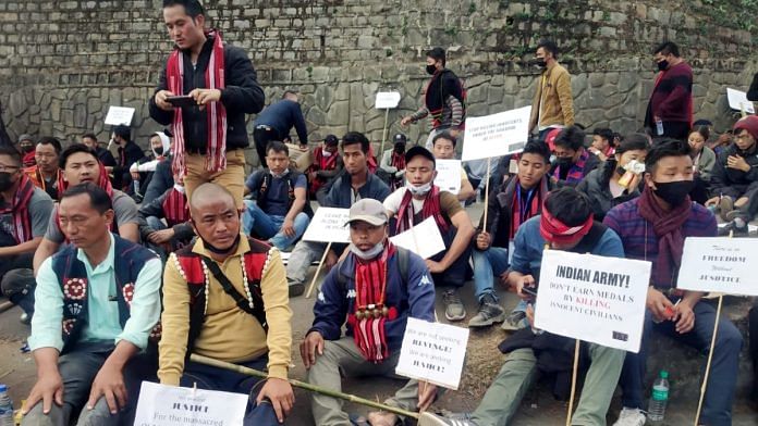 Participants of the 'March Against AFSPA’ from Dimapur to Kohima demanding to repeal the Armed Forces Special Powers Act (AFSPA) reach Raj Bhavan to submit a memorandum, in Kohima on Tuesday, 11 January, 2024 | ANI