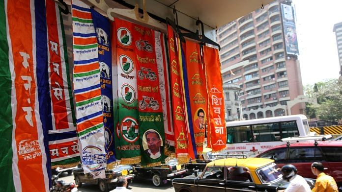 Stoles of different Indian political parties are on display in shop in the western Indian City of Mumbai on 10 March 2009 | Representational image | Flickr