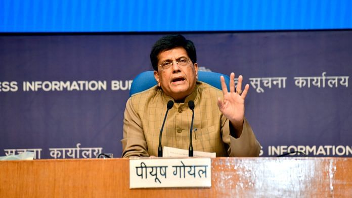 Union Commerce and Industry Minister Piyush Goyal addresses a Cabinet Briefing, at the National Media Centre, in New Delhi on Thursday, 7 March 2024 | ANI