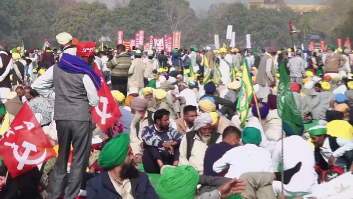 Members of various farmer unions gather at Ramlila Maidan for Kisan Mahapanchayat, in New Delhi, Thursday, March 14, 2024 | PTI