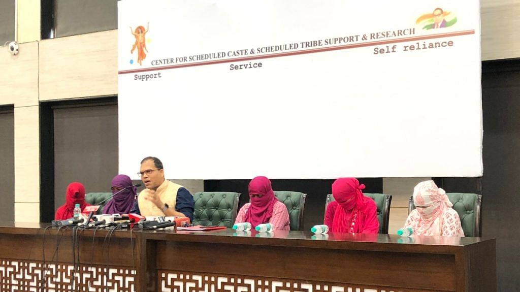Five women victims of Sandeshkhali with Dr Partha Biswas, Director of the Center for SC/ST Support and Research | X (formerly Twitter) /@krichakapoor