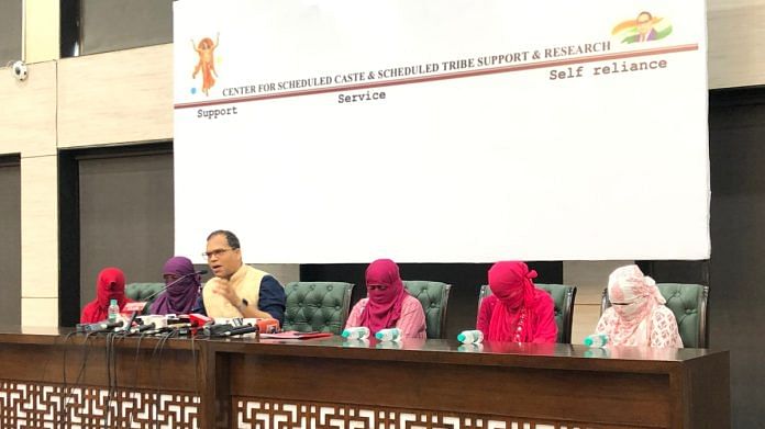 Five women victims of Sandeshkhali with Dr Partha Biswas, Director of the Center for SC/ST Support and Research | X (formerly Twitter) /@krichakapoor