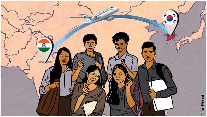 Indian students going to South Korea illustration