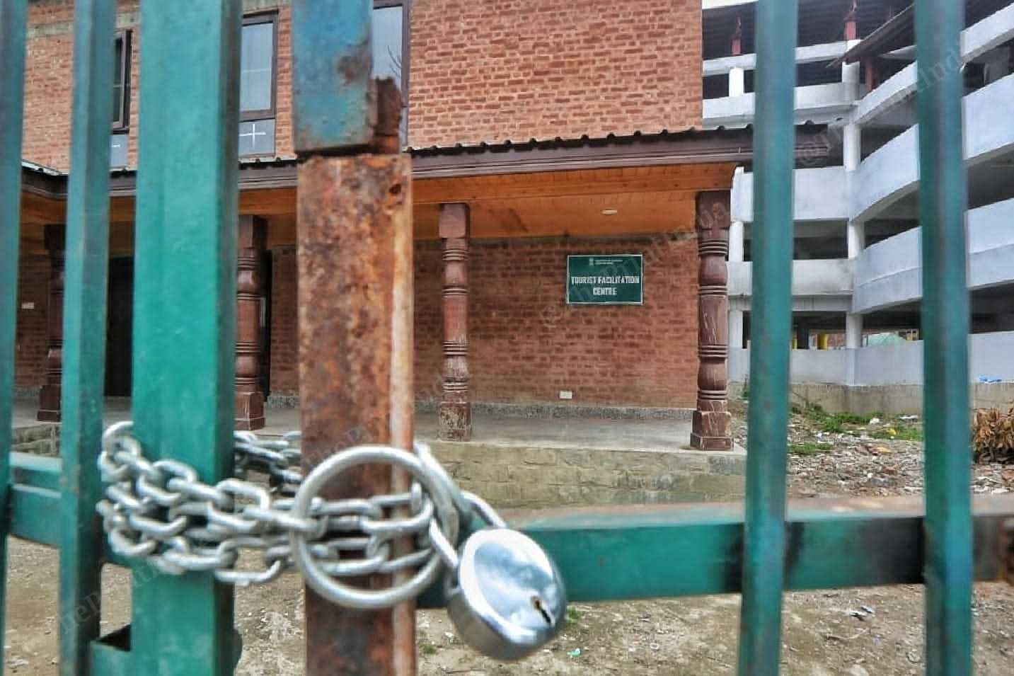 The locked Tourist Facilitation Centre at the Hazratbal shrine in Srinagar | Praveen Jain | ThePrint