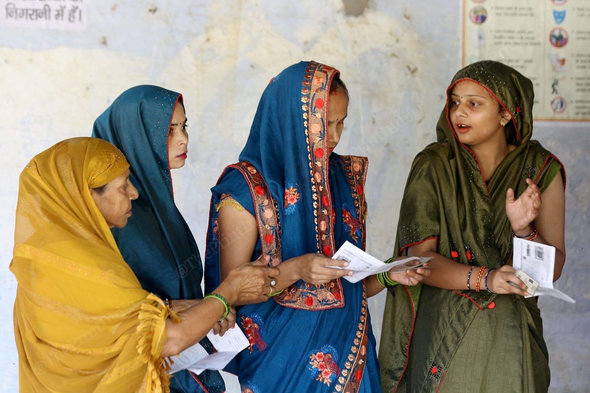Women in Mathura in queue at polling station | Suraj Singh Bisht | ThePrint