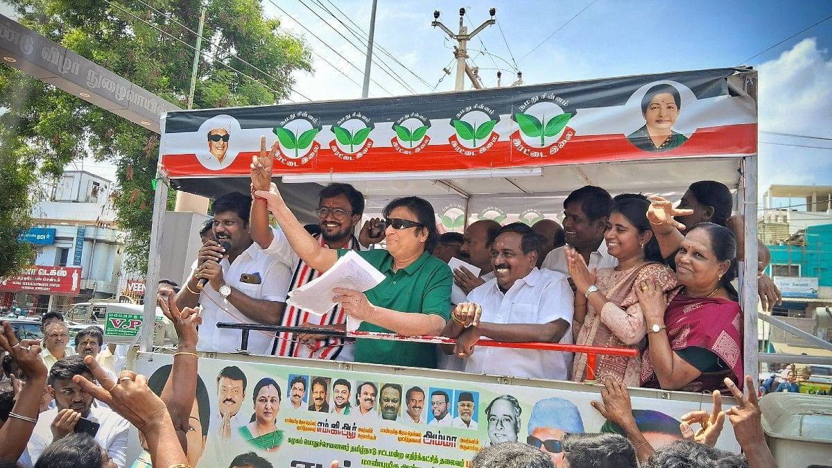 AIADMK's Singai G. Ramachandran on campaign trail in Coimbatore on 17 April, 2024 | X@RamaAIADMK