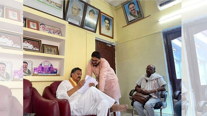 Afzal Ansari with Mukhtar Ansari’s son, Umar, at their residence in Mohammadabad in Ghazipur | Sanya Dhingra | ThePrint