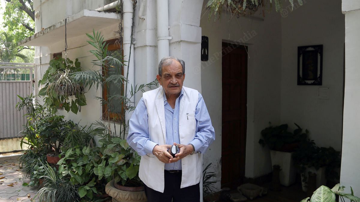 Former Union minister Birender Singh at the official residence of his MP son Brijendra Singh | Photo: Suraj Singh Bisht, ThePrint