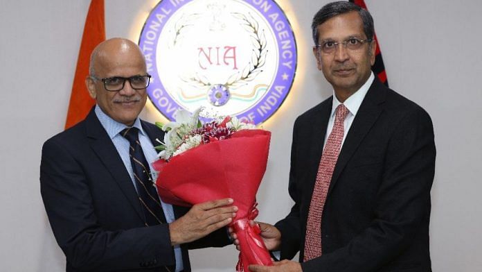 Maharashtra Anti-Terrorist Squad (ATS) Chief Sadanand Vasant Date (L) takes over as the new Director General of the National Investigation Agency (NIA) from Dinkar Gupta, Sunday | ANI