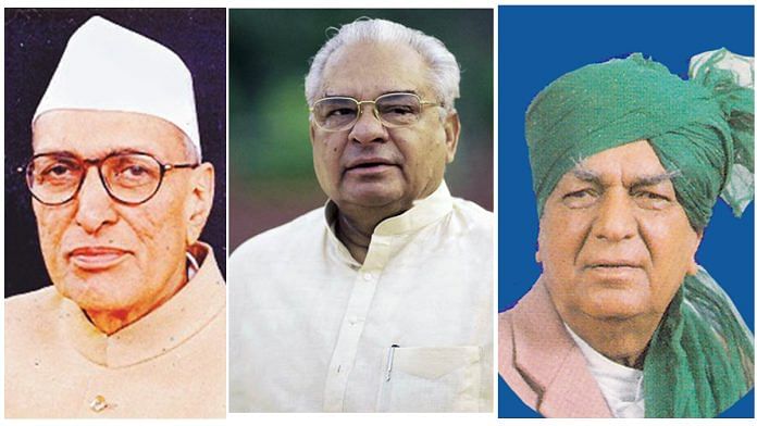 Bansi Lal, Bhajan Lal & Devi Lal | File Photos | Commons