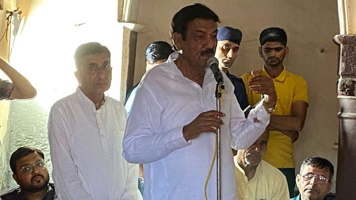 Hisar BJP candidate Ranjit Singh during his campaign at Garhi village of Hisar on Monday. | Sushil Manav | ThePrint