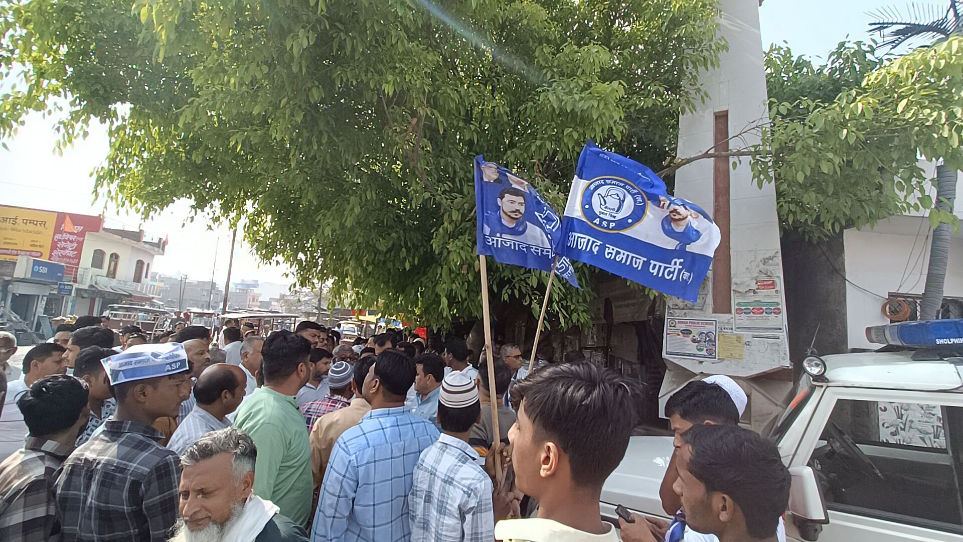 Supporters waiting for Chandra Shekhar Azad at Sherkot Chowk | Krishan Murari | ThePrint