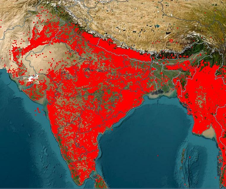 Active medium-to-large forest fires in India between 23 April and 29 April | NASA