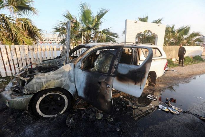 The vehicle in which employees from the World Central Kitchen (WCK) were killed in an Israeli airstrike | REUTERS/Ahmed Zakot/File Photo