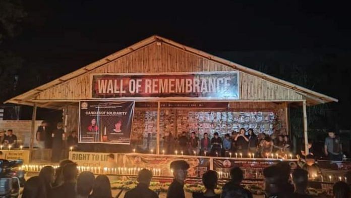 Candlelight vigil honouring the victims held at the Wall of Remembrance, Churachandpur | By special arrangement