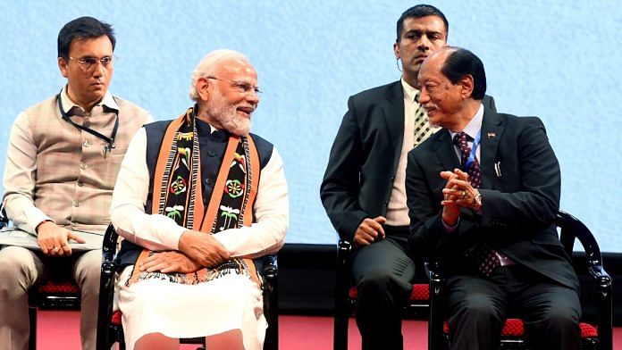 File photo of Prime Minister Narendra Modi and Nagaland Chief Minister Neiphiu Rio | ANI