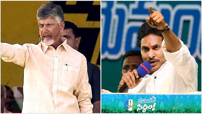 File photos of Telugu Desam Party (TDP) Chief N Chandrababu Naidu (left) & Andhra Pradesh Chief Minister YS Jagan Mohan Reddy | Photos: ANI