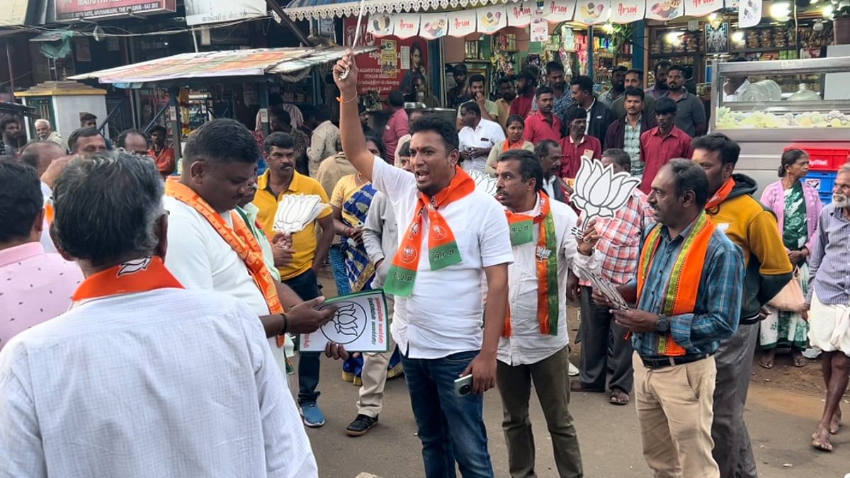 BJP campaign underway in Aruvankadu, Wednesday | Prabhakar Tamilarasu | ThePrint