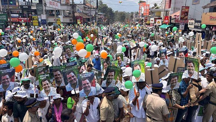 Scenes from Rahul Gandhi’s roadshow in Wayanad Wednesday | Photo: ANI