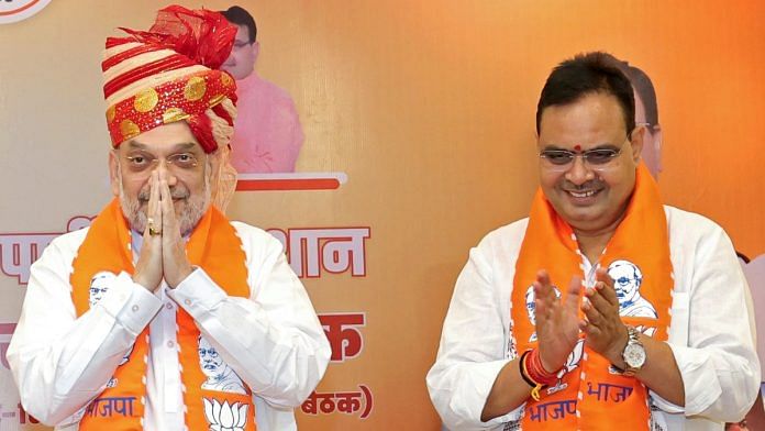 Union Home Minister Amit Shah and Rajasthan Chief Minister Bhajanlal Sharma in Jodhpur. | ANI