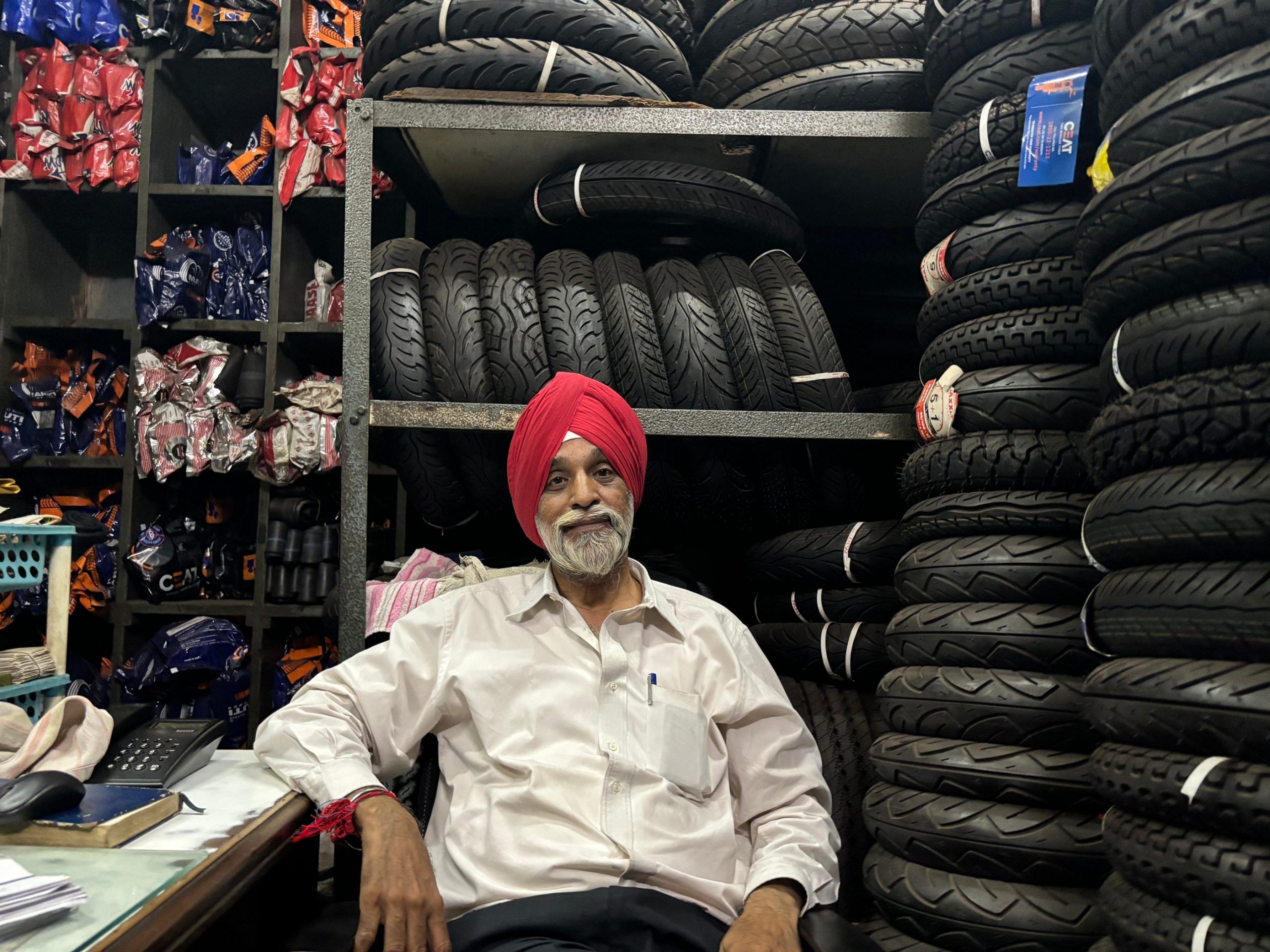 Visakhapatnam resident Satindar Singh Sethi in his tyre shop | Vandana Menon | ThePrint