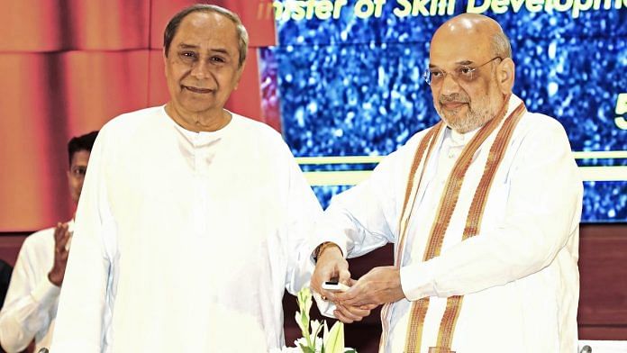 File photo: Union Minister Amit Shah with Odisha Chief Minister Naveen Patnaik | ANI