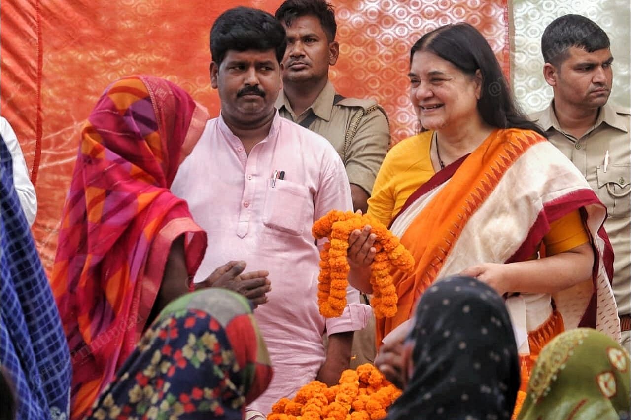 BJP MP from Sultanpur Maneka Gandhi at the public rally | Photo: Praveen Jain | ThePrint
