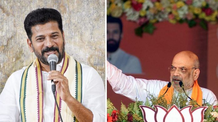 Telangana Chief Minister Revanth Reddy (left) and Amit Shah | ANI