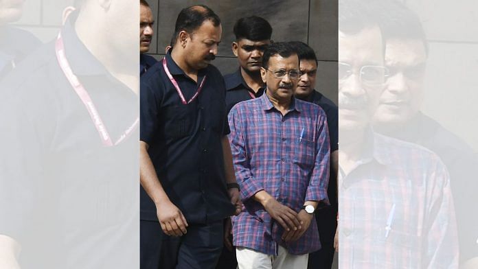 Delhi Chief Minister Arvind Kejriwal leaves the Rouse Avenue Court after being produced by the Enforcement Directorate (ED) in the Delhi Excise Policy case, in New Delhi on Thursday. 28 March | ANI