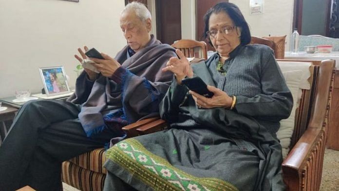 Elderly couple Santosh Gangal and VK Gangal prefer to celebrate the passage of time | Photo: Almina Khatoon, ThePrint