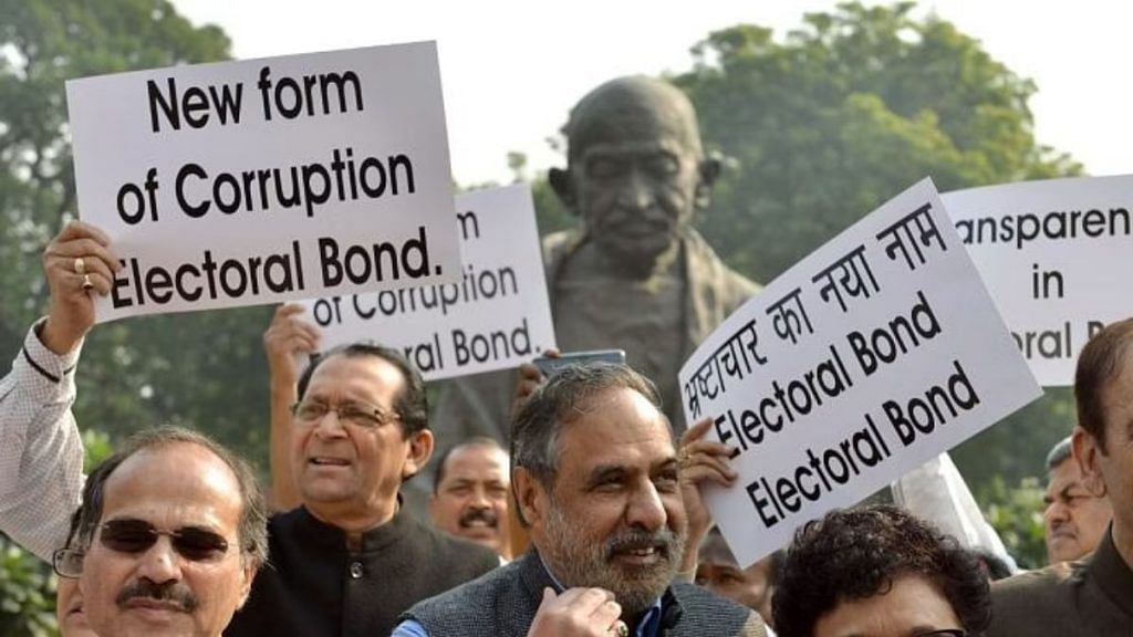 File photo of a protest against the electoral bond scheme in 2019 | Representational image | ANI