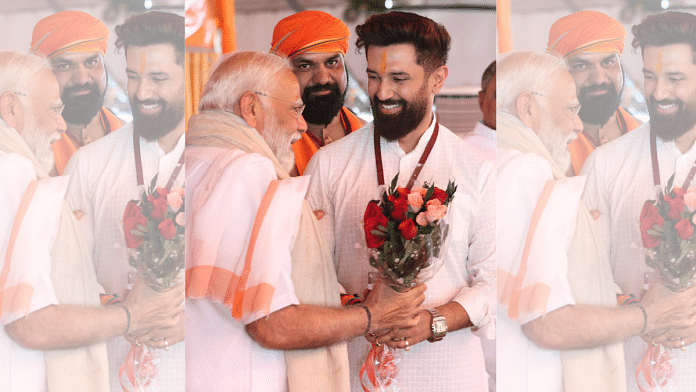 File photo of PM Narendra Modi with Jamui MP Chirag Paswan | Pic credit: X/@iChiragPaswan