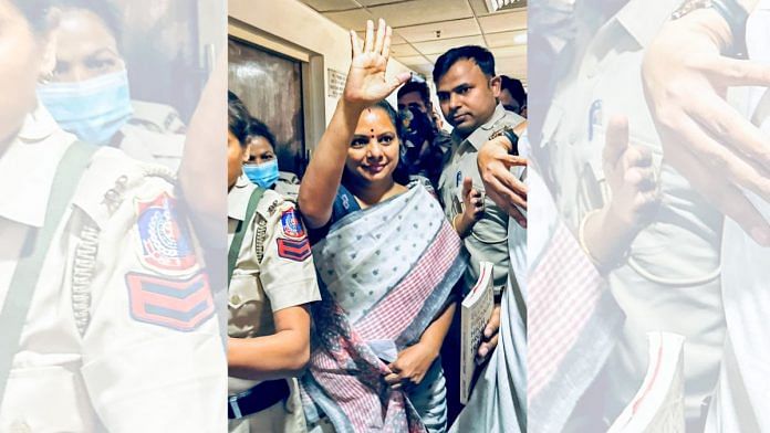 K Kavitha being brought to Rouse Avenue court | File photo | ANI