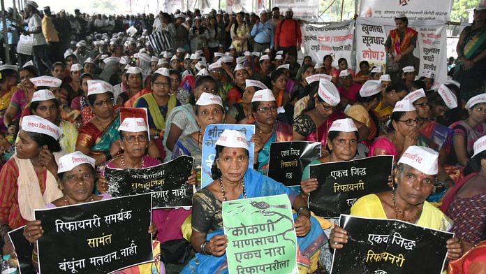 Locals from Konkan staged a protest against the proposed mega oil refinery project at Maharashtra's Ratnagiri district on 18 July, 2023 | Representational image | ANI