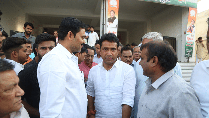 Congress candidate Rahul Kaswan at his office in Churu, Rajasthan | Suraj Singh | ThePrint