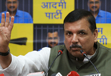 AAP MP Sanjay Singh addresses a Press conference at the party's office in New Delhi on 8th April | Suraj Singh Bisht/ThePrint