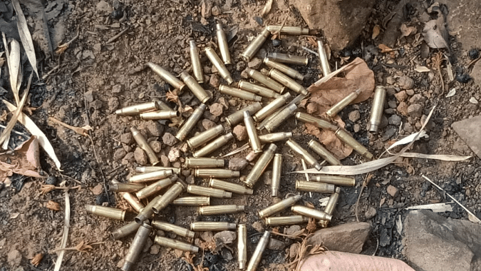 Empty bullet cartridges lie unattended at the site of encounter in Chhattisgarh's Kanker district | By Special Arrangement