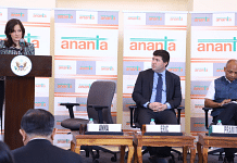 Anna Morris, Deputy Assistant Secretary for Terrorist Financing and Financial Crimes, US Department of Treasury and Eric Van Nostrand, Assistant Secretary for Economic Policy, at a session hosted Thursday by Ananta Aspen Centre in New Delhi | Pic credit: X/@AnantaAspen