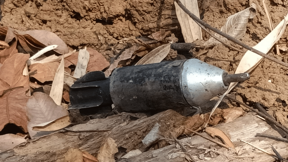 A live mortar shell at the site of encounter | By Special Arrangement