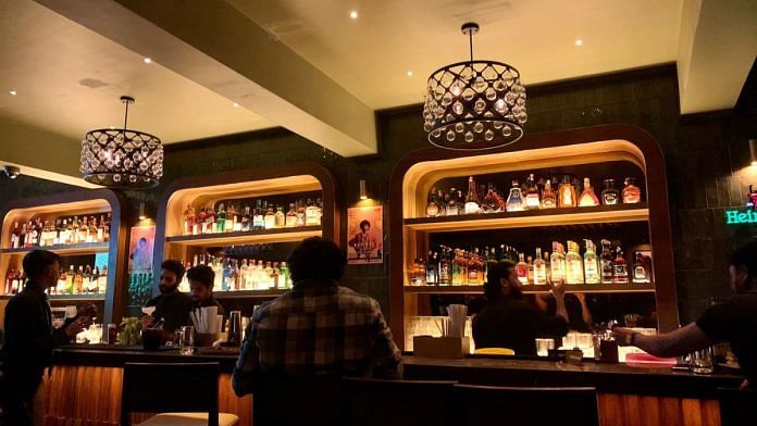 The glitzy bar at Velocity, a resto-bar on Kochi’s Marine Drive | Antara Baruah | ThePrint