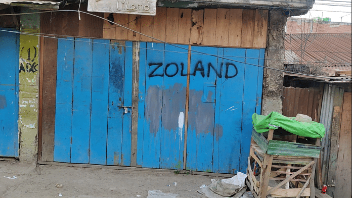 A closed shop with Zomi marking at Manipur's Churachandpur town | Danish Mand Khan | ThePrint