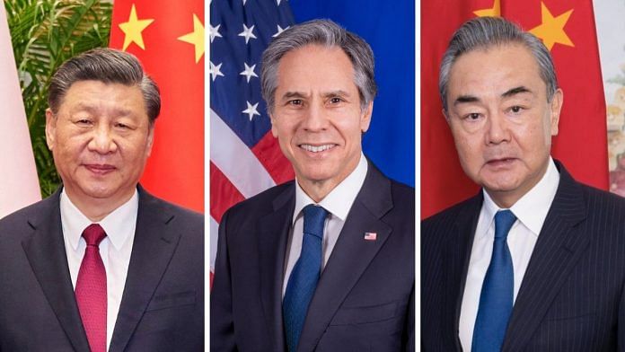 China's president Xi Jinping (L), US Secretary of State Antony J. Blinken (M), Chinese foreign minister Wang Yi (R) | File photo | Commons