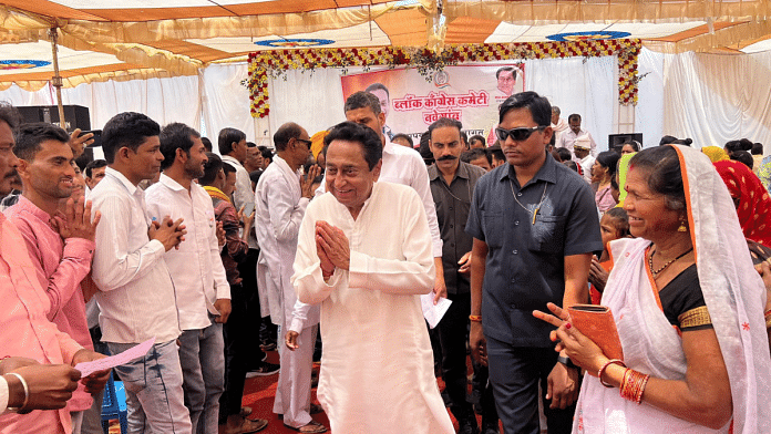 Former MP chief minister Kamal Nath greets people during campaign at Chhindwara in Madhya Pradesh | Pic credit: X/@OfficeOfKNath